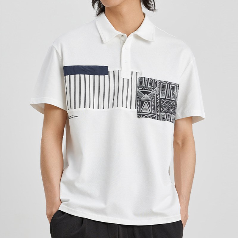 LINE PATCHWORK POLO SLIM FIT TOPS