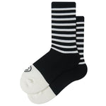 Load image into Gallery viewer, MID-LENGTH BLACK &amp; WHITE STRIPED SMILEY SOCKS
