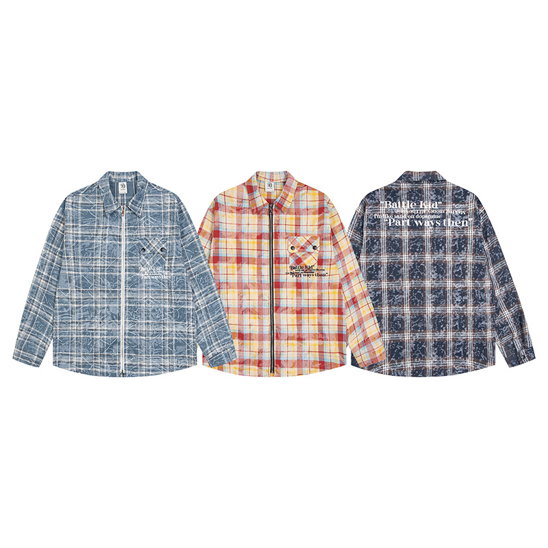 COTTON CLASSIC CHECKER ZIP-UP SHIRT