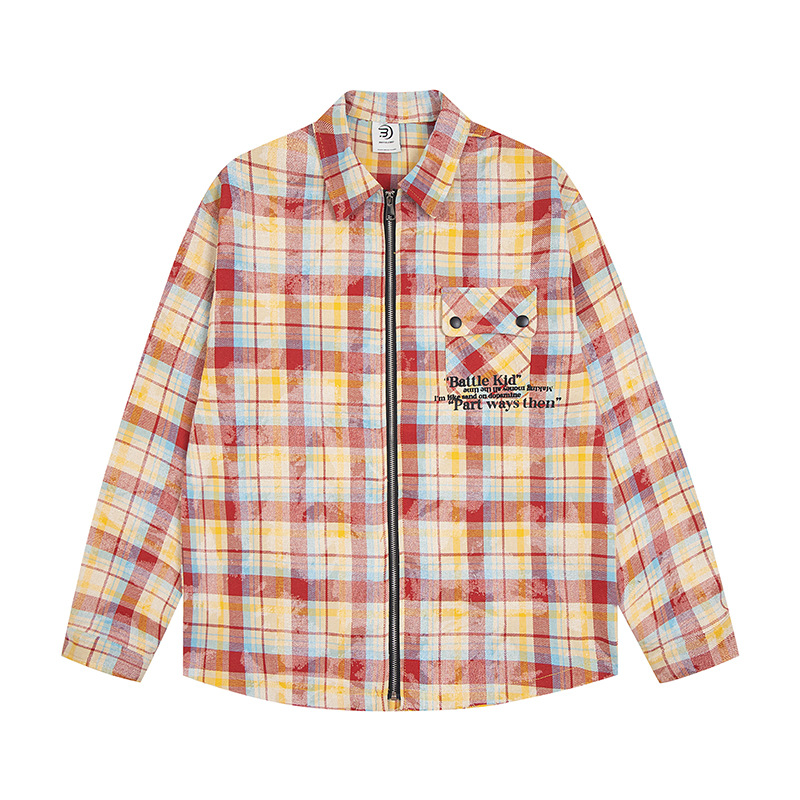 COTTON CLASSIC CHECKER ZIP-UP SHIRT