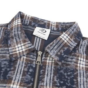 COTTON CLASSIC CHECKER ZIP-UP SHIRT