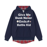 Load image into Gallery viewer, FAKE TWO-PIECE PLAID &amp; WORDS ZIP-UP HOODIE LONG SLEEVE
