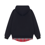 Load image into Gallery viewer, FAKE TWO-PIECE PLAID &amp; WORDS ZIP-UP HOODIE LONG SLEEVE
