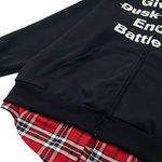 Load image into Gallery viewer, FAKE TWO-PIECE PLAID &amp; WORDS ZIP-UP HOODIE LONG SLEEVE
