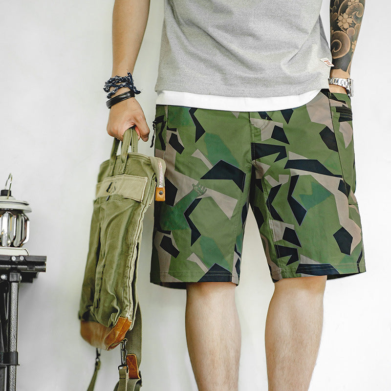 GEOMETRIC CAMOUFLAGE MILITARY MOUNTAIN CAMPING  SHORT-SLEEVE & SHORTS SUIT