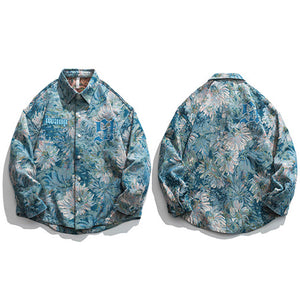 GREEN & BLUE OIL PAINTING LOOSE EMBROIEDRY JACKET