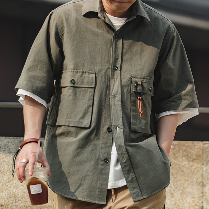 JAPANESE OUTDOOR FUNCTIONAL TOPS MILITARY GREEN SHIRT