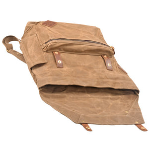 LARGE COWHIDE VINTAGE LEATHER CANVAS 18-INCH BACKPACK