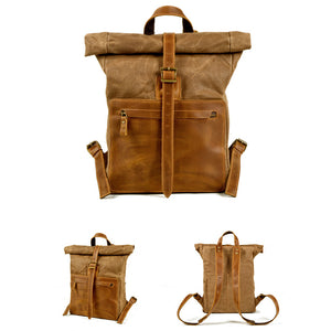 LEATHER WAXED CANVAS 16-INCH BACKPACK