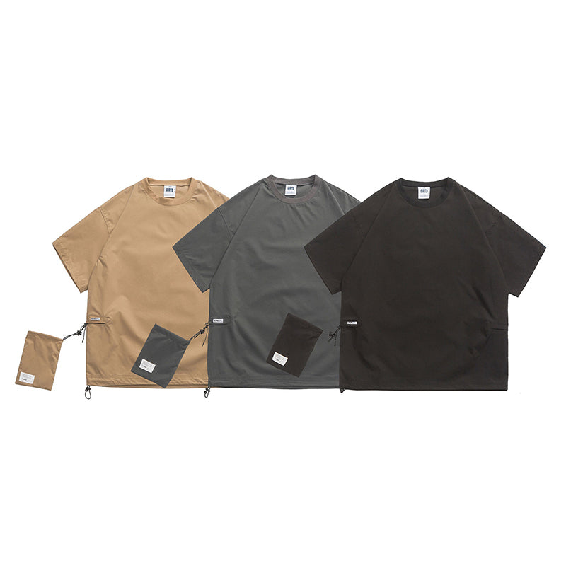 QUICK-DRYING THIN MOUNTAIN SHORT-SLEEVE SHIRT AND SHORTS SET WITH SMALL BAG