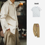 Load image into Gallery viewer, RETRO NATIVE WHITE COTTONSEED PARTICLES LAPEL LONG-SLEEVED SHIRT

