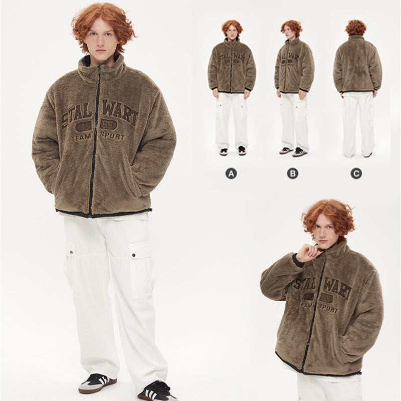 THICKENED FLEECE-LINED REVERSIBLE WEAR CASUAL COAT