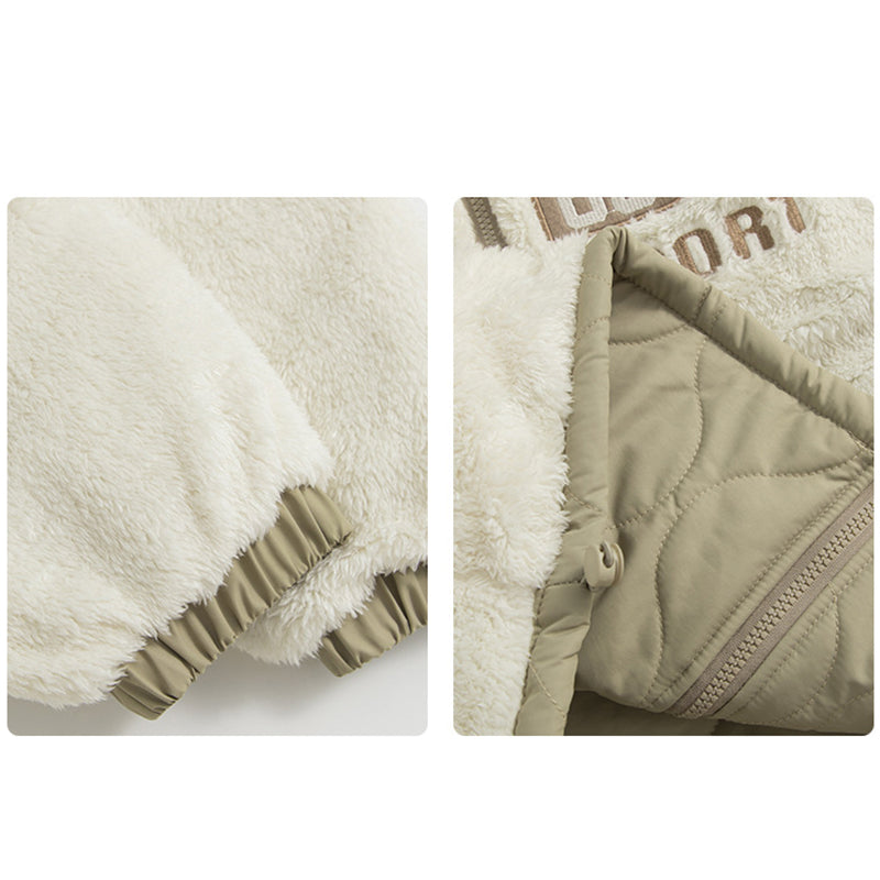 THICKENED FLEECE-LINED REVERSIBLE WEAR CASUAL COAT