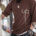 Load image into Gallery viewer, “UP” LETTER TEE IN COFFEE BROWN
