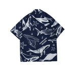 Load image into Gallery viewer, summer-beach-blue-white-whale-pattern-open-button-shirt
