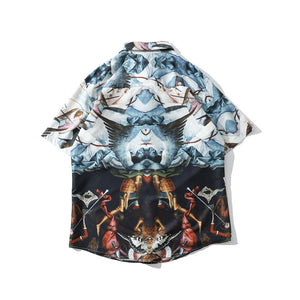 VINTAGE OIL PAINTING SHIRT WITH SHORT SLEEVES