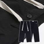 Load image into Gallery viewer, COTTON LONG BELT BEIGE &amp; BLACK PANTS
