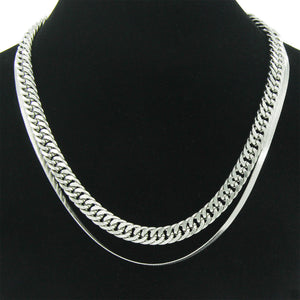 DOUBLE CHAIN OF CUBAN & SNAKE NECKLACE