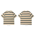 Load image into Gallery viewer, EMBROIDERED LETTER STRIPED ILLUSION TEE
