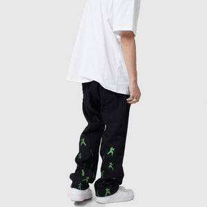 GAME KING OF FIGHTERS EMBROIDERED BLACK TROUSERS