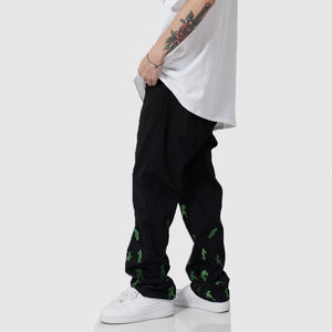 GAME KING OF FIGHTERS EMBROIDERED BLACK TROUSERS