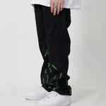 Load image into Gallery viewer, GAME KING OF FIGHTERS EMBROIDERED BLACK TROUSERS
