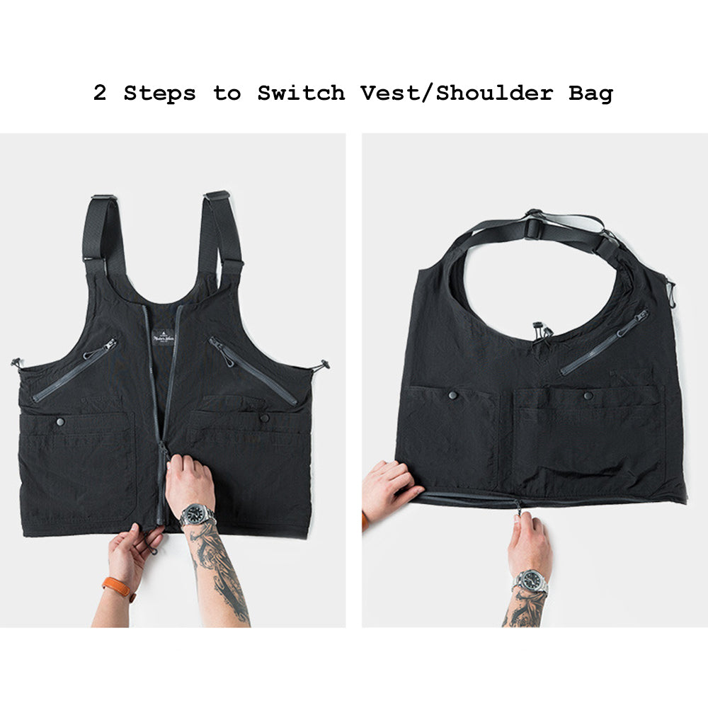 MULTI-POCKET DUAL-PURPOSE FUNCTIONAL VEST NYLON SHOULDER BAG 