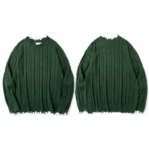 RAGGED BROKEN EDGES PULL-OVER SWEATER