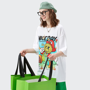 SMILEY FACE "MARIO" REFLECTIVE PRINT CREW NECK SHIRT