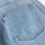 Load image into Gallery viewer, WAISTBAND EMBELLISHED DENIM KNEE SHORTS BLUE JEAN PANTS

