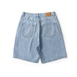 Load image into Gallery viewer, WAISTBAND EMBELLISHED DENIM KNEE SHORTS BLUE JEAN PANTS
