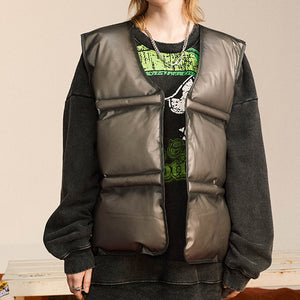ZIP FEATHER INSULATED COTTON VEST